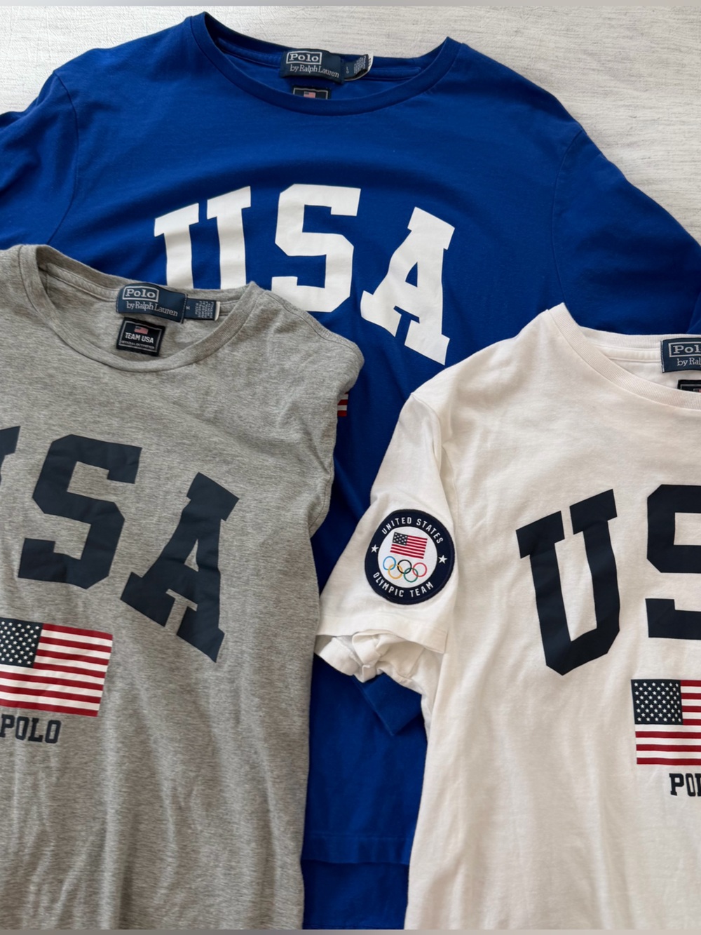 Ralph Lauren Polo Team USA  T-Shirts with RL Polo Team USA Blue Long-sleeve